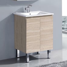 Vitrus 600mm Oak Freestanding Single Vanity with Ceramic Countertop
